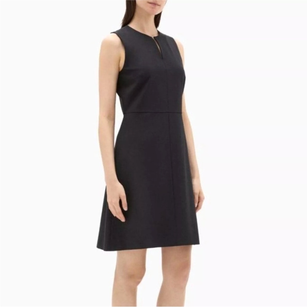Theory Miyani Sevona Split Front Dress size 00 Black Stretch NWT - Picture 2 of 9